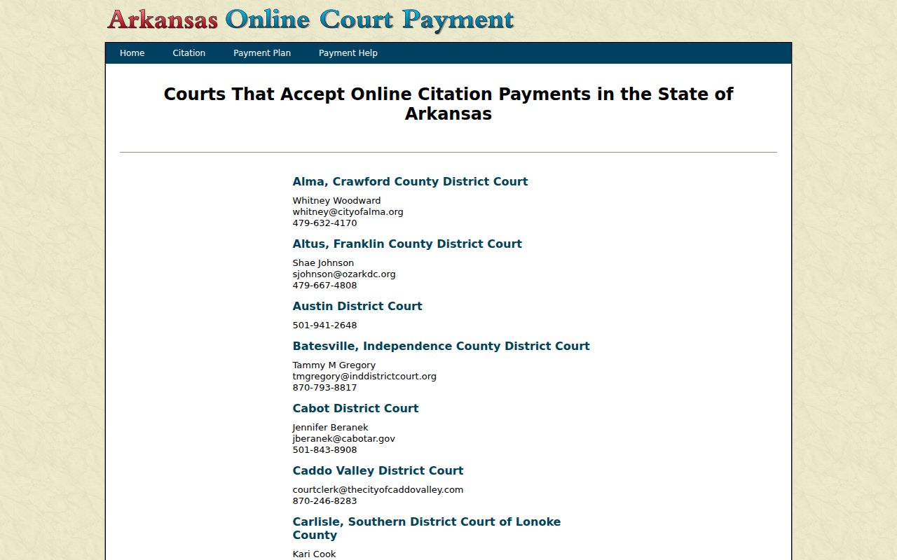 Yell County traffic warrant eligible online citation court list