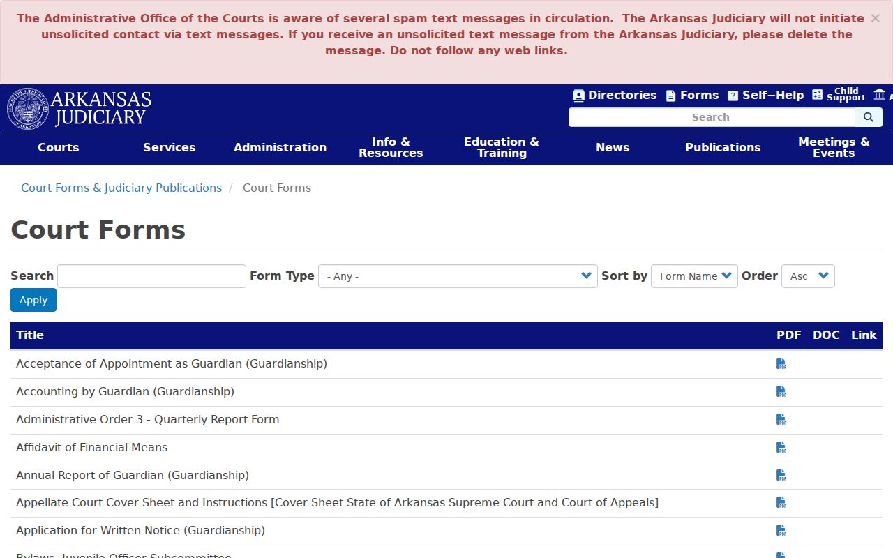 Yell County bench warrant Arkansas court forms