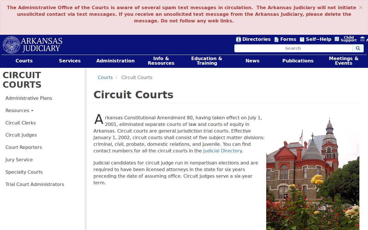 Yell County arrest warrant Circuit Court structure