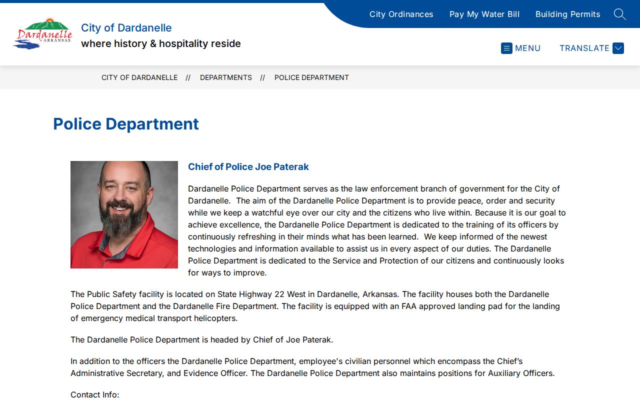 Dardanelle warrant search police department contact
